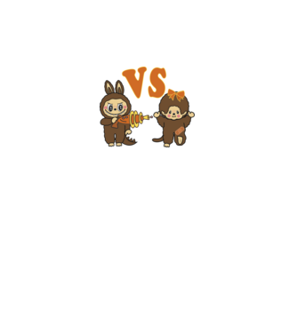 Chhichi VS  Zimomo (Labubu) minta szürke pólón