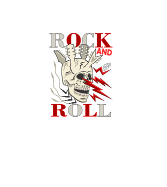Rock and Roll Villámló Koponya minta fekete pólón