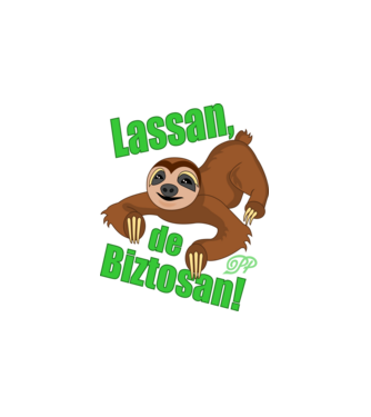 Lassan de Biztosan minta fehér pólón