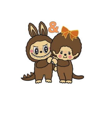 Chhichi és Zimomo (Labubu) minta homokszín pólón