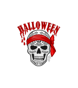 Halloween Koponya Kendős minta fehér pólón