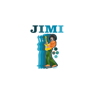 JIMI minta fekete pólón