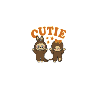 Aranyos Chhichi és Zimomo (Labubu) minta fehér pólón