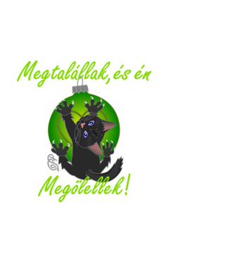 Ölelő Cica minta fekete pólón