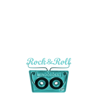 Rock & Roll Kazetta -kék minta fehér pólón
