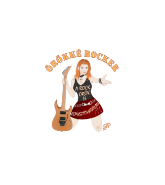 Örökké Rocker minta fekete pólón