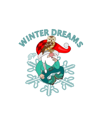 Gnome Winter Dreams minta fehér pólón