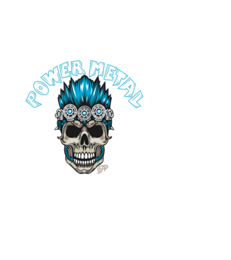 Power Metal Koponya minta fekete pólón