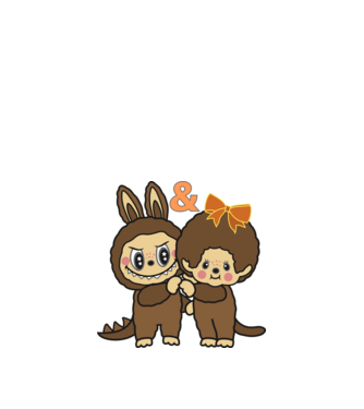 Chhichi és Zimomo (Labubu) minta piros pólón