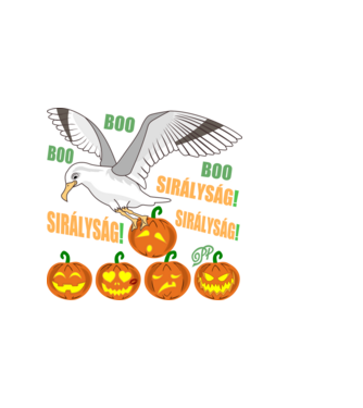Halloweeni Sirályság minta sötétkék pólón