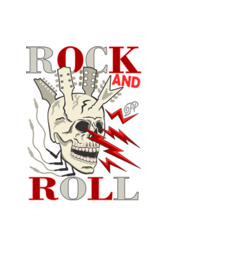 Rock and Roll Villámló Koponya minta fekete pólón