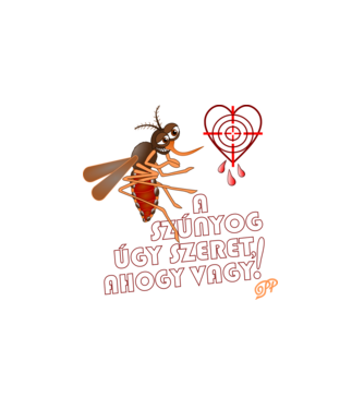 Szúnyog Szeretet minta fehér pólón
