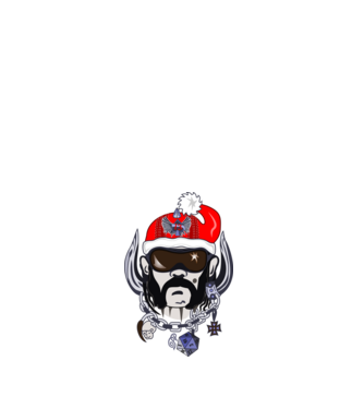 Lemmy Santa Head minta fehér pólón