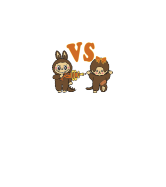 Chhichi VS  Zimomo (Labubu) minta királykék pólón