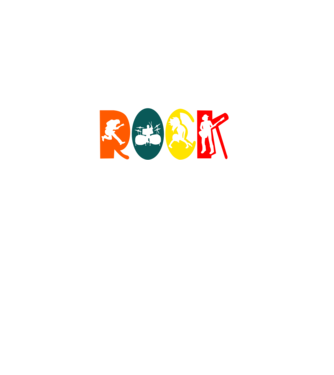 Rock siluett minta fekete pólón