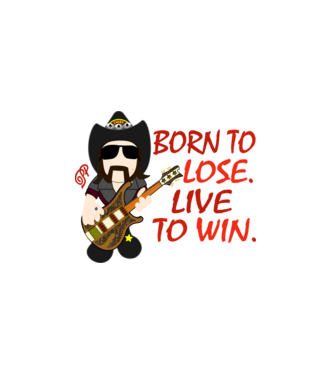 Lemmy a Győztes piros felirattal minta fekete pólón