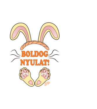 Boldog Nyuszi minta fehér pólón