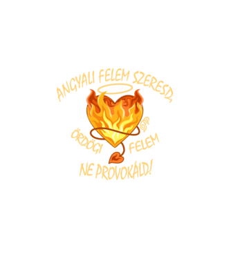 Ödögi és Angyali Szív minta fekete pólón