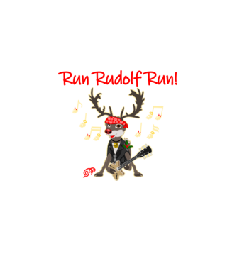 Run Rudolf Run Hangjegyes minta fekete pólón