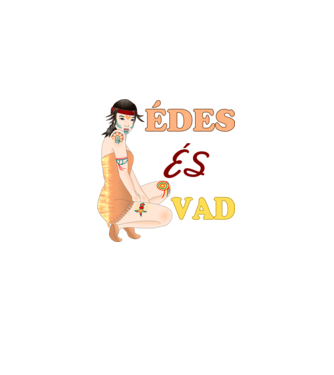 Édes és Vad minta fekete pólón