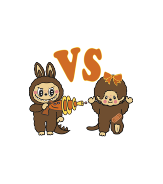 Chhichi VS  Zimomo (Labubu) minta fehér pólón