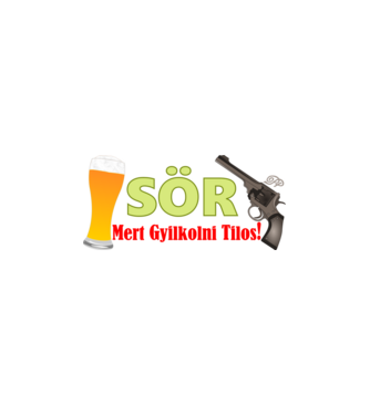 Sör és Revolver minta fehér/piros pólón