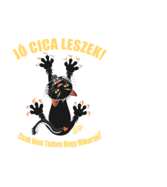 Jó Cica minta fehér pólón