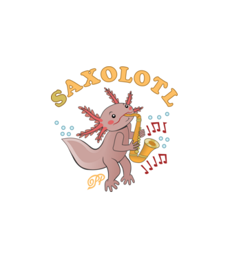 Szaxofonos Axolotl minta fehér pólón