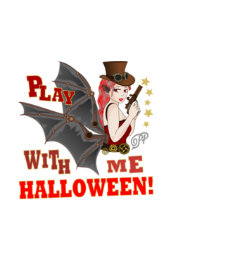 Játsz Velem Halloweent minta fekete pólón