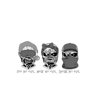 See, hear, speak no evil minta fekete pólón