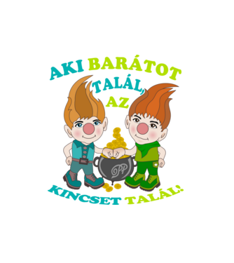 A Barát Kincs Manókkal minta fehér pólón