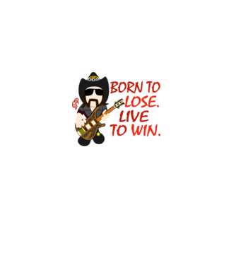 Lemmy a Győztes piros felirattal minta fekete pólón