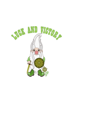 Szerencse és Győzelem Gnome minta fekete pólón