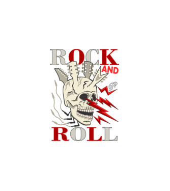 Rock and Roll Villámló Koponya minta fehér pólón