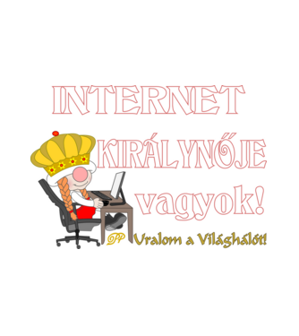 Internet Királynője Manó minta fehér pólón