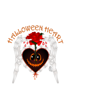 Halloween Szív minta fekete pólón