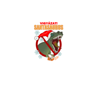 Karácsonyi Dínó Santasaurus minta szürke pólón