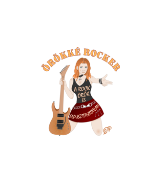 Örökké Rocker minta fehér pólón