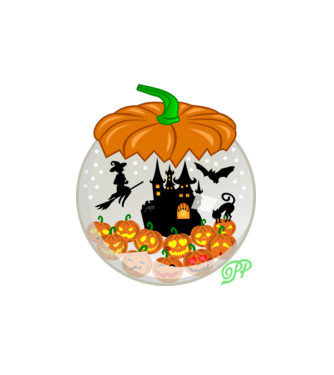 Halloween Gömb minta fehér pólón