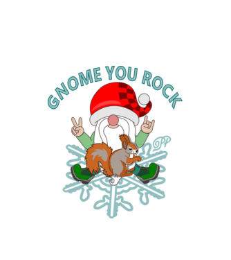 Gnome You Rock minta fehér pólón