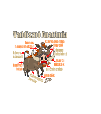 Vaddisznó Anatómia minta fekete pólón