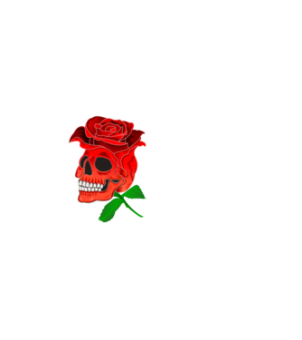 Heavy Metal Koponyarózsa minta fekete pólón