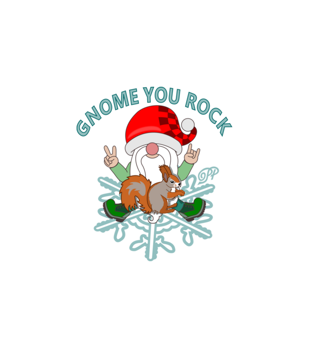 Gnome You Rock minta fehér pólón