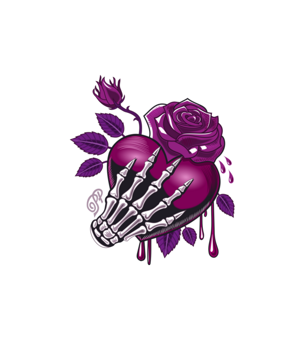 Gothic Heart minta fehér pólón
