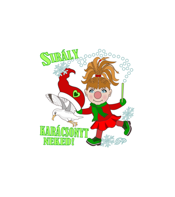 Sirály Karácsonyt Manó minta fehér pólón