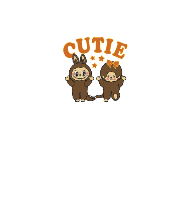 Aranyos Chhichi és Zimomo (Labubu) minta fehér pólón
