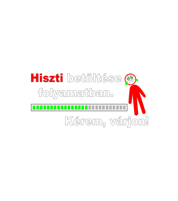 Hiszti betöltése piros emberkével minta fekete pólón