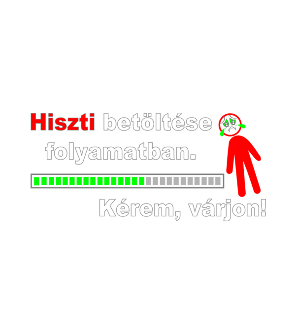 Hiszti betöltése piros emberkével minta fehér pólón