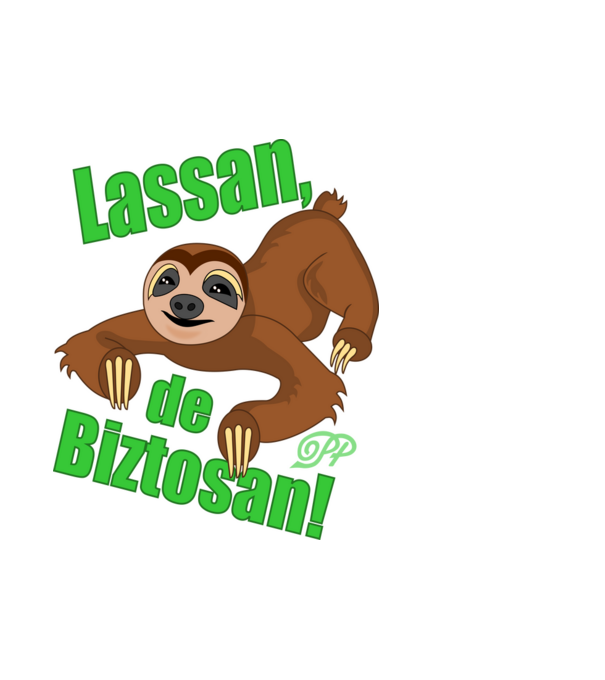 Lassan de Biztosan minta fehér pólón