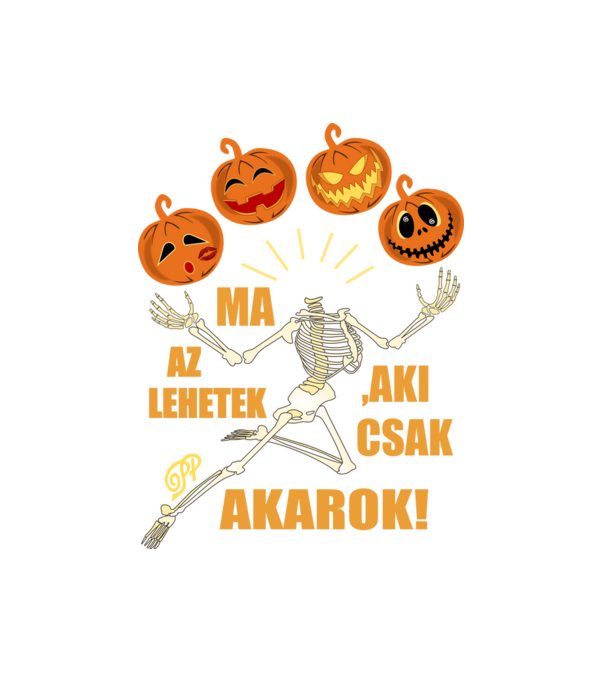 Halloweeni Csontváz minta fehér pólón